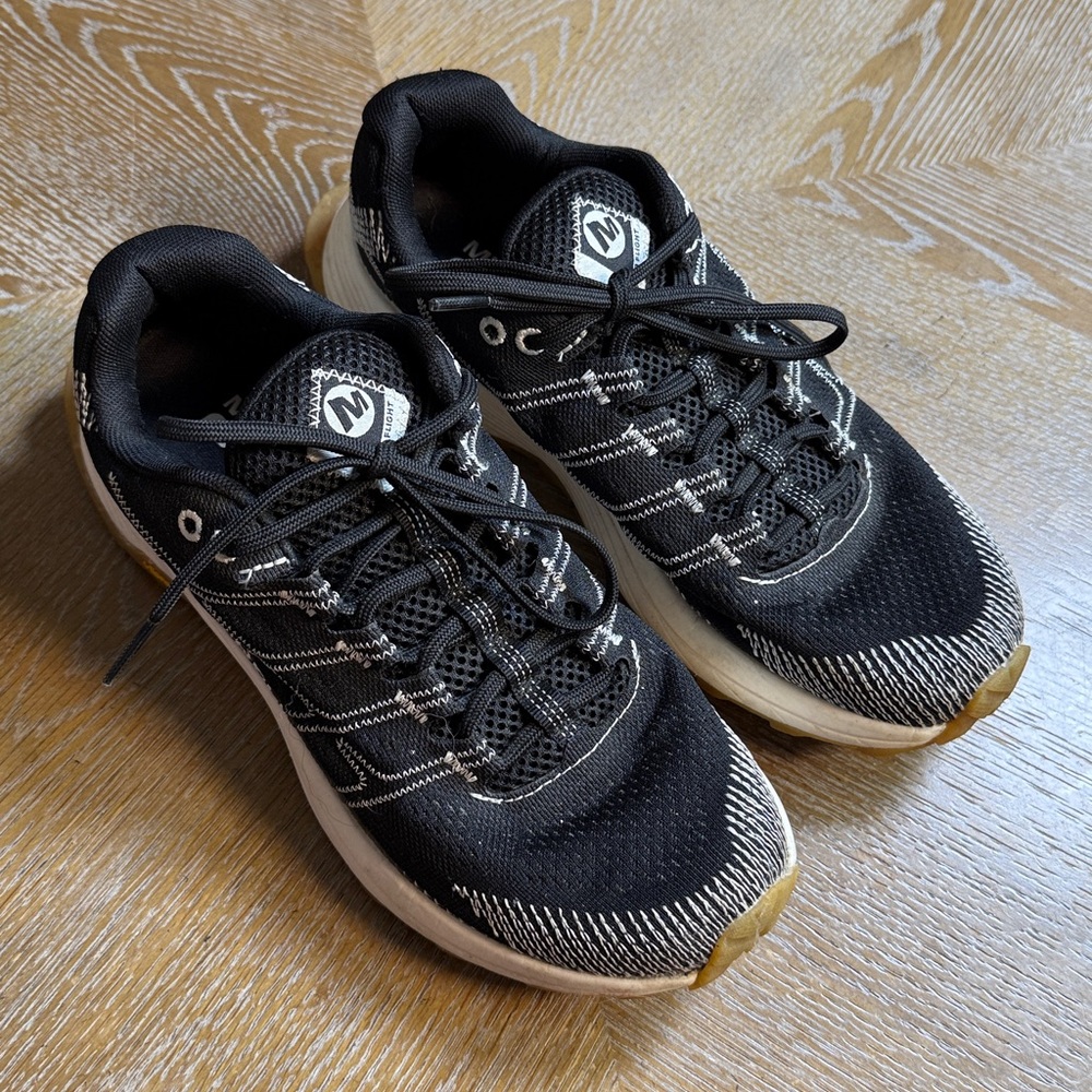 MERRELL Moab Flight Solution DYE Black White Outdoor Trail Running Sneaker - Picture 2 of 10